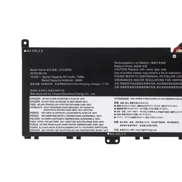 Batterij laptop accu voor Lenovo L21C4PE0 L21D4PE0 L21M4PE0 L21M4PC7 L21C4PC7 L21C4PC4 - Afbeelding 3