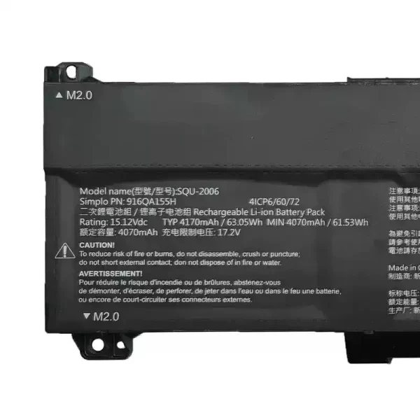 Batterij laptop accu voor SQU-2006 916QA155H - Afbeelding 3