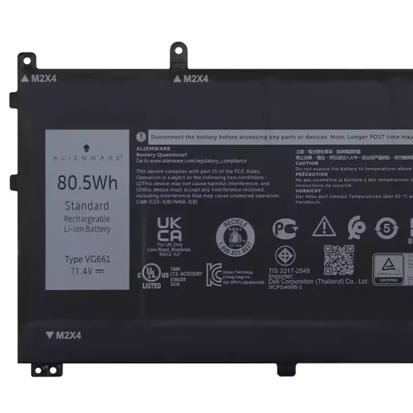 Batterij laptop accu voor DELL VG661 V4N84,DELL Alienware x14 R1 R2 - Afbeelding 3