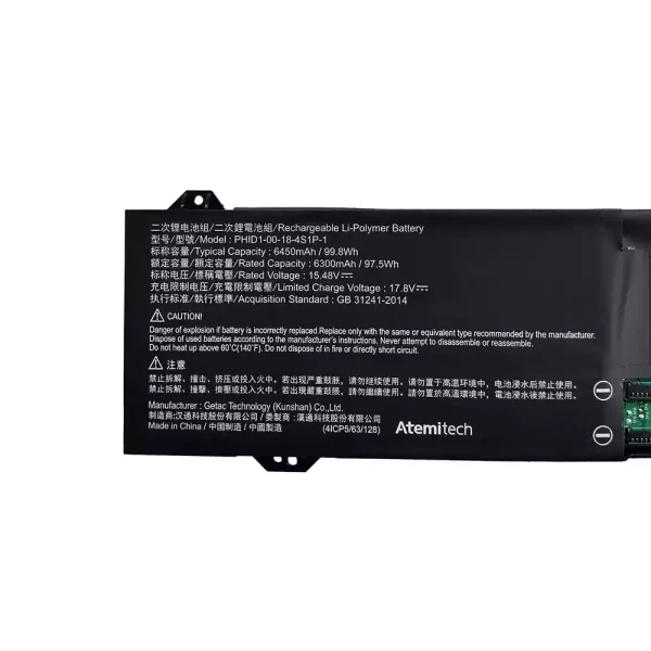 Batterij laptop accu voor PHID1-00-18-4S1P-1 PHID1-13-17-4S1P-0 - Afbeelding 2