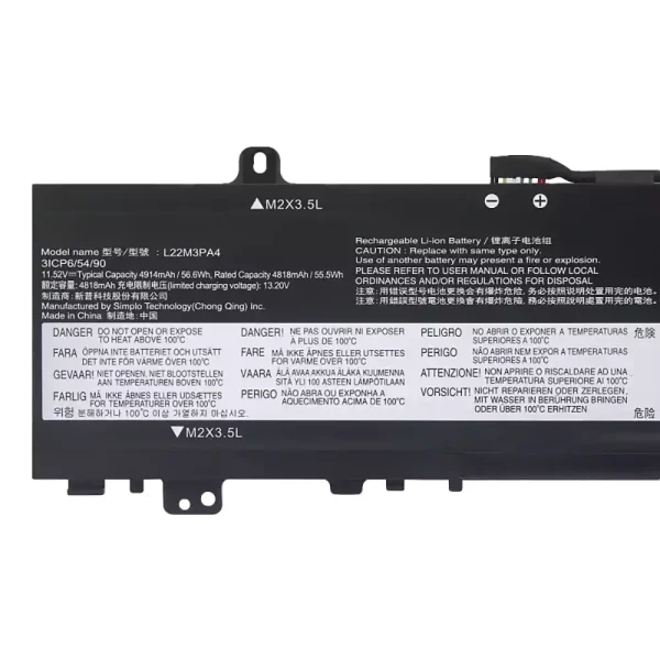 Batterij laptop accu voor LENOVO L22M3PA4 L22B3PA4 L22C3PA4 L22B3PA3 L22C3PA3 L22M3PA3 - Afbeelding 3
