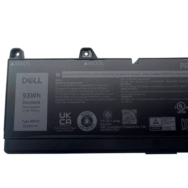 Batterij laptop accu voor DELL 3RFGX 1XM5X - Afbeelding 3