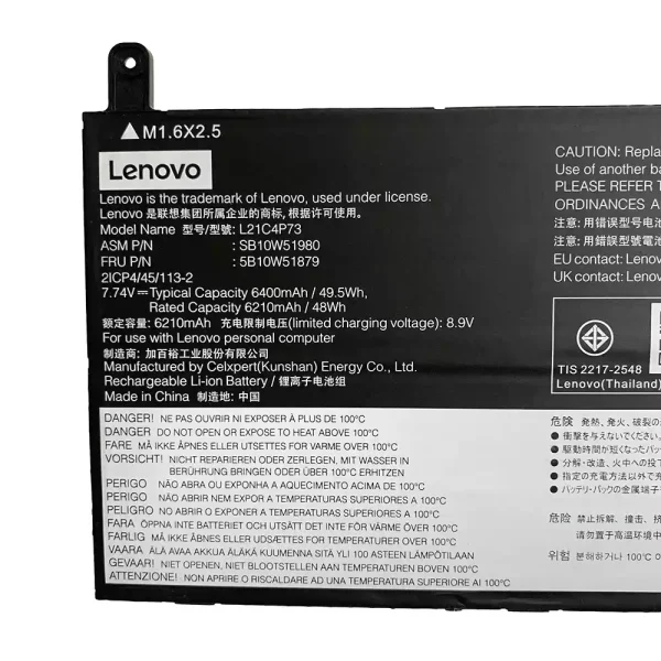 Batterij laptop accu voor LENOVO L21M4P73 L21C4P73 - Afbeelding 2