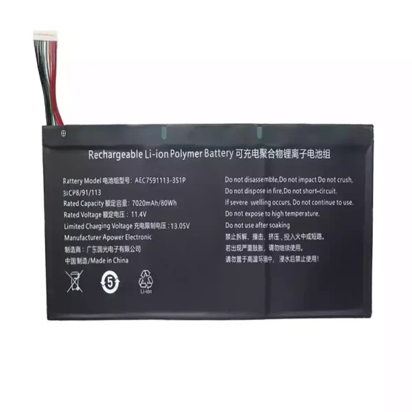 Batterij laptop accu voor AEC7591113-3S1P