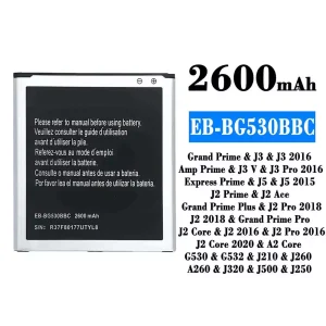 Originele accu EB-BG530BBC voor Samsung J3/J3 2016/J3 V/J3 Pro 2016/J5/J5 2015/J2 Ace/J2 Pro 2018/J2 2018/J2 Core/J2 2016/J2 Pro 2016/J2 Core 2020/A2 Core