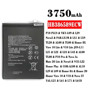 Originele accu HB386589ECW voor HUAWEI P10 PLUS /Nova3 / Honor 8X / View 10 Lite / P10 Pro / Nova 3a / Mate 20 Lite / Nova4 / Honor 8A / Honor 20 / Honor View 10 / Nova 5T