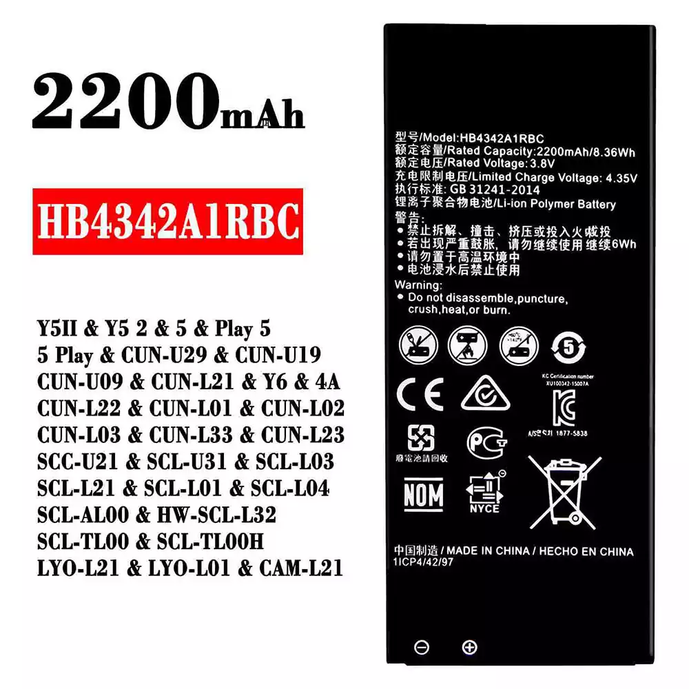 Originele accu HB4342A1RBC voor HUAWEI Y5 2 / Play 5
