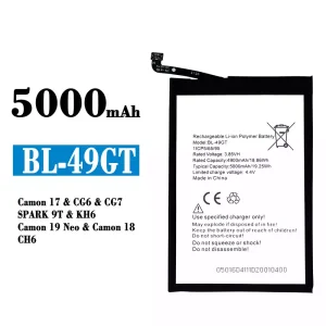 Originele accu BL-49GT voor Tecno Camon 17 1 CG6 / CG7 / SPARK 9T / KH6 / Camon 19 Neo / Camon 18 /CH6