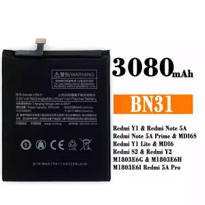 Originele accu BN31 voor Xiaomi Redmi Y1 / Redmi Note 5A /Redmi Y1 Lite / Redmi S2 / Redmi Y2 / Redmi 5A Pro