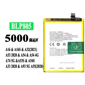Originele accu BLP805 voor OPPO voor A16 / A16S / A32(2021) / A53 2020 / A54 / A54 4G / A74 5G / A53S / A54S / A33 2020 / A93 5G / A55(2020)