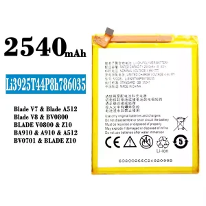 Originele accu Li3925T44P8h786035 voor ZTE Blade V7/Blade V8/Blade Z10