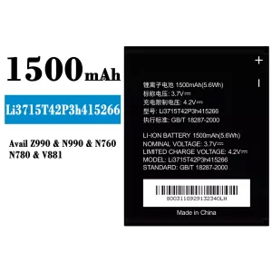 Originele accu Li3715T42P3h415266 voor ZTE Avail Z990/N990/N760/N780/V881