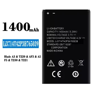 Originele accu Li3714T42P3H765039 voor ZTE Blade A3/T220/AF3/A5/F5/T230/T221