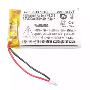 Vervangende accu voor Bluetooth-hoofdtelefoon Sena 10S,20S,Sena 30K SP46,Sena Tufftalk Lite,Sena 10S-01,Sena 20s-01,Sena 20s evo,Sena 30K-01D,802540