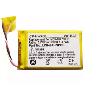 Vervangende accu voor Bluetooth-hoofdtelefoon Sony Walkman NWZ-A15,NWZ-A16,NWZ-A17,MDR-HW700DS