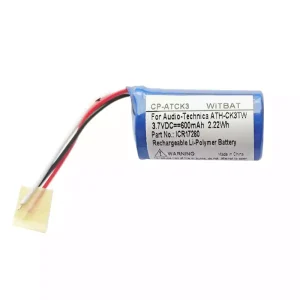 Vervangende accu voor Bluetooth-hoofdtelefoon Audio-Technica ATH-CK3TW oplaadcase,ICR17280